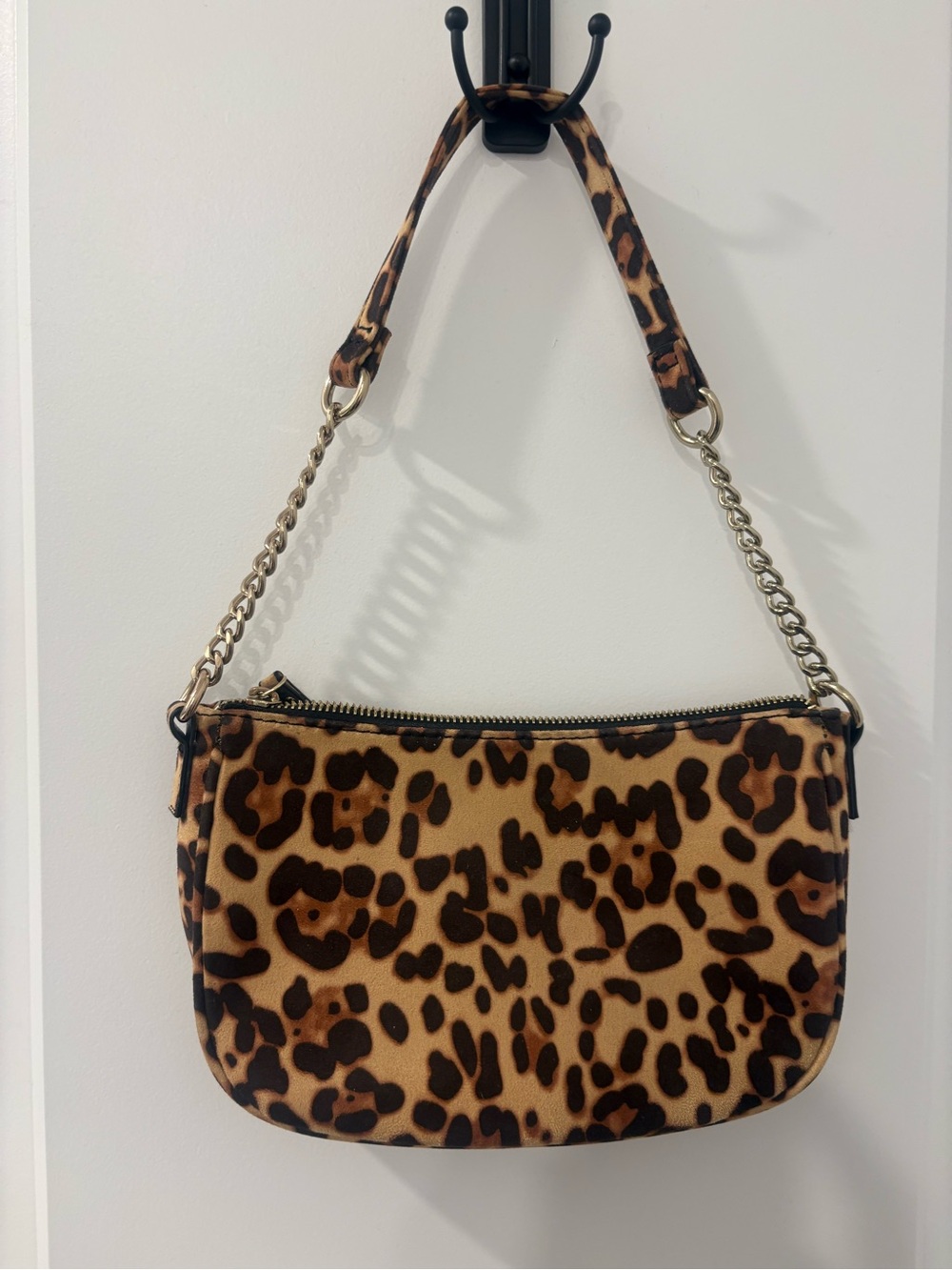 Leopard Print Shoulder Bag - Brown